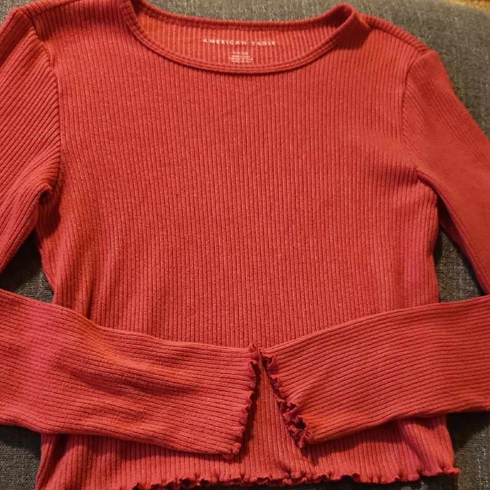 American Eagle Outfitters Red Ribbed Women's Top
